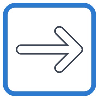 Yuvarlak ok doğru vektör simgesi bir çerçeve içinde