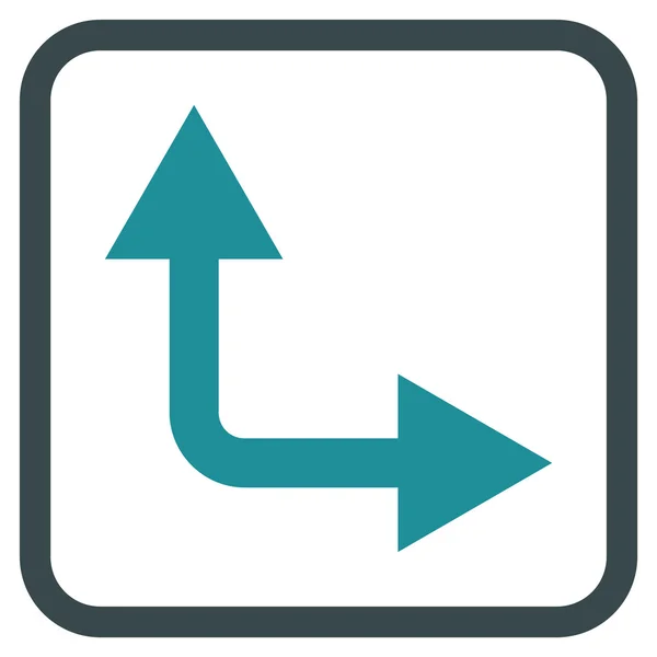 Flecha de bifurcación hacia arriba Vector icono en un marco — Archivo Imágenes Vectoriales