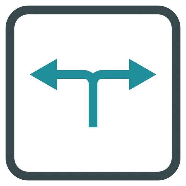 Flechas de bifurcación izquierda derecha Vector icono en un marco — Vector de stock