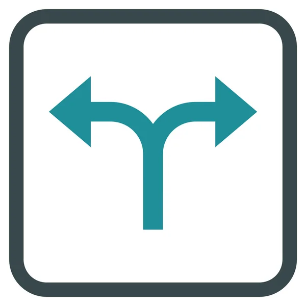 Bifurkation pilarna vänster höger vektor ikonen i en ram — Stock vektor
