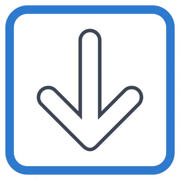 Seta arredondada para baixo ícone do vetor em um quadro —  Vetores de Stock