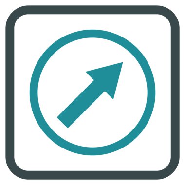 Yukarı sağ yuvarlak ok vektör simgesi bir çerçeve içinde