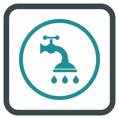 Duş musluk vektör simgesi bir çerçeve içinde