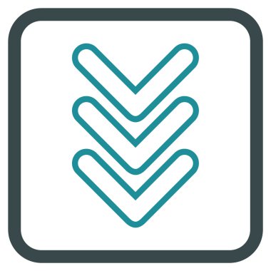 İşaretçi vektör simgesi bir çerçeve içinde aşağı üçlü