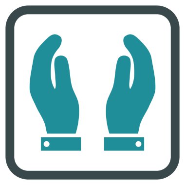 Bakım el vektör simgesi bir çerçeve içinde