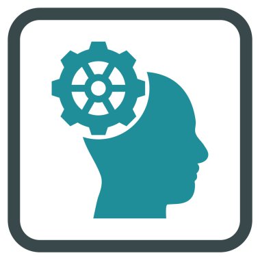 Vektör simgesi bir çerçeve içinde kafa dişli