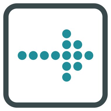 Noktalı ok doğru vektör simgesi bir çerçeve içinde