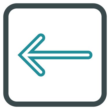 Ok sol vektör simgesi bir çerçeve içinde