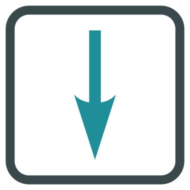 Vektör simgesi bir çerçeve içinde aşağı ok keskin