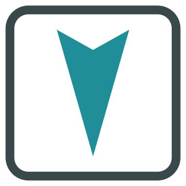 Vektör simgesi bir çerçeve içinde aşağı ok ucu