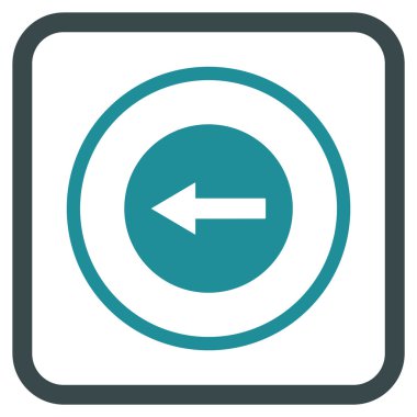 Sol ok vektör simgesi bir çerçeve içinde yuvarlak