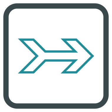 Ok sağ vektör simgesi bir çerçeve içinde