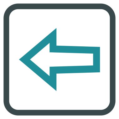 Ok sol vektör simgesi bir çerçeve içinde