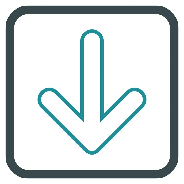 Flecha redondeada hacia abajo Vector icono en un marco — Vector de stock