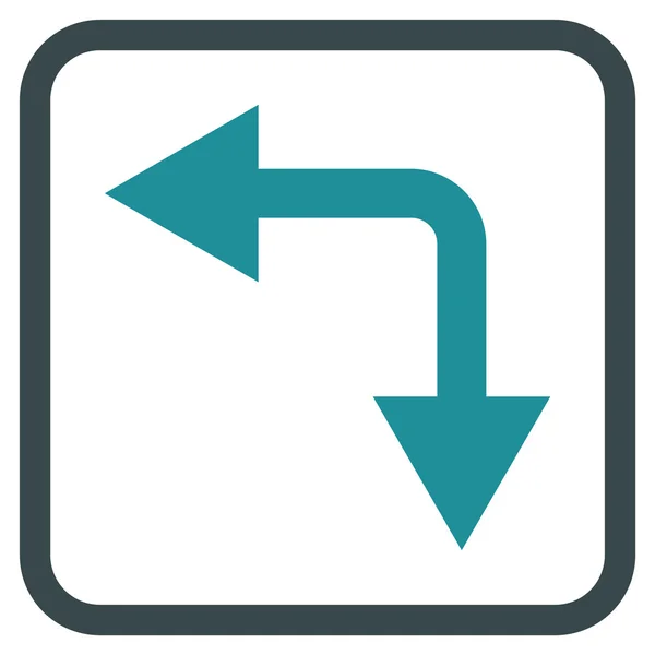 Bifurcation Arrow Left Down Vector Icon In a Frame — Stock Vector