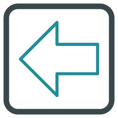 Ok sol vektör simgesi bir çerçeve içinde