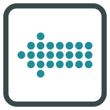 Noktalı ok sol vektör simgesi bir çerçeve içinde