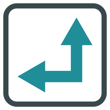 Vektör simgesi bir çerçeve içinde yukarı sol çatallanma ok