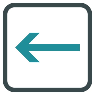 Ok sol vektör simgesi bir çerçeve içinde