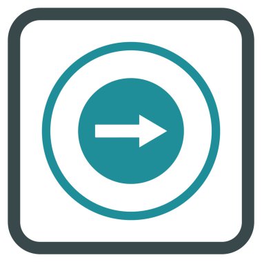 Sağ ok vektör simgesi bir çerçeve içinde yuvarlak