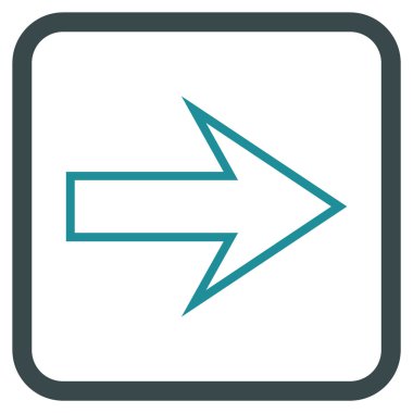 Ok sağ vektör simgesi bir çerçeve içinde