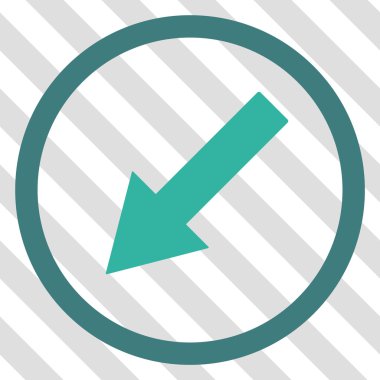 Yuvarlak aşağı sol ok vektör simgesi