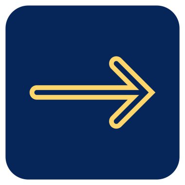 Ok sağ düz vektör simgesi kare