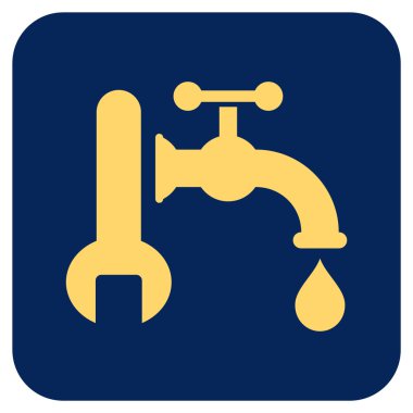 Sıhhi tesisat düz kare vektör simgesi