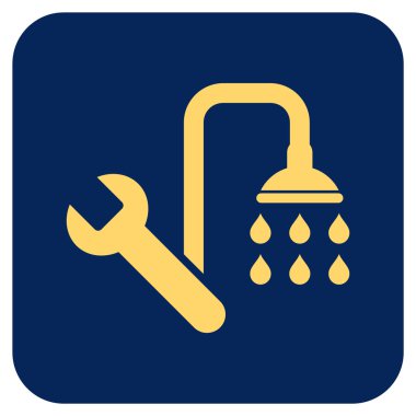 Sıhhi tesisat düz kare vektör simgesi