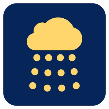 Yağmur bulutu düz kare vektör simgesi