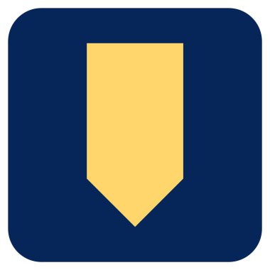 Düz aşağı yön vektör simgesi kare