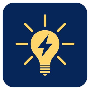 Elektrik ışık ampul düz kare vektör simgesi