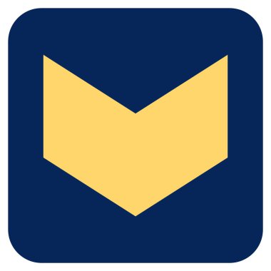 Düz aşağı yön vektör simgesi kare