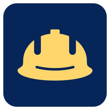 İnşaat kask düz kare vektör simgesi