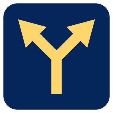 Düz yukarı çatallanma ok vektör simgesi kare