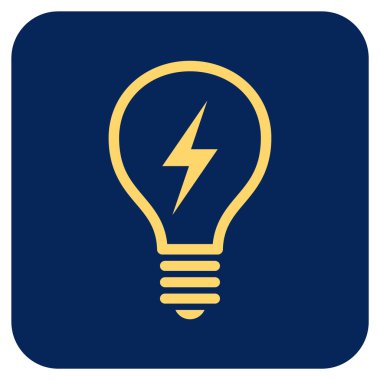 Elektrikli ampul düz kare vektör simgesi