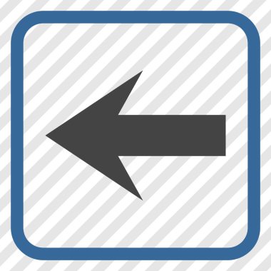 Ok sol vektör simgesi bir çerçeve içinde