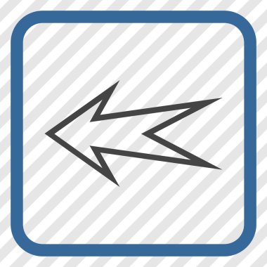 Ok sol vektör simgesi bir çerçeve içinde