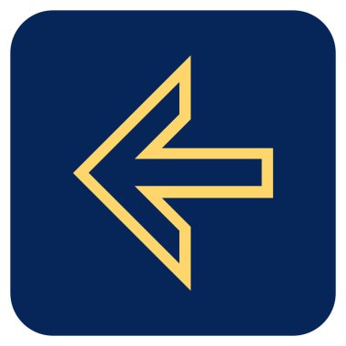 Düz sol ok vektör simgesi kare