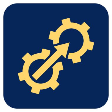 Dişli Tümleştirme düz kare vektör simgesi