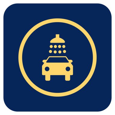 Araba duş düz kare vektör simgesi