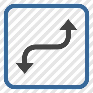 Tam tersi ok vektör simgesi bir çerçeve içinde kavisli