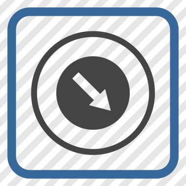 Aşağı doğru yuvarlak ok vektör simgesi bir çerçeve içinde