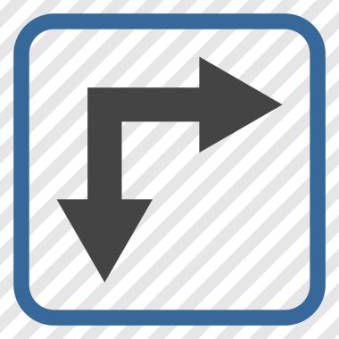 Vektör simgesi bir çerçeve içinde aşağı doğru çatallanma ok