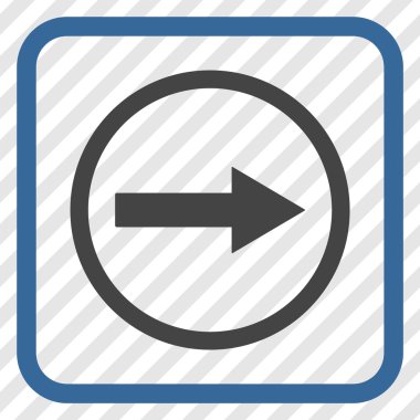 Sağ ok vektör simgesi bir çerçeve içinde yuvarlak