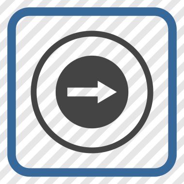 Sağ ok vektör simgesi bir çerçeve içinde yuvarlak