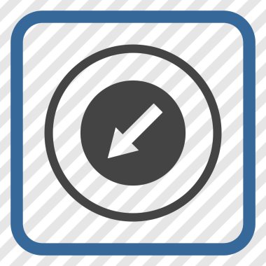 Aşağı sol yuvarlak ok vektör simgesi bir çerçeve içinde