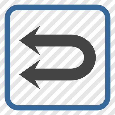 Çift sol ok vektör simgesi bir çerçeve içinde