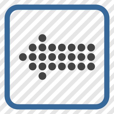 Noktalı ok sol vektör simgesi bir çerçeve içinde