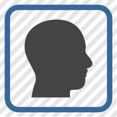 Kafa vektör simgesi bir çerçeve içinde profil